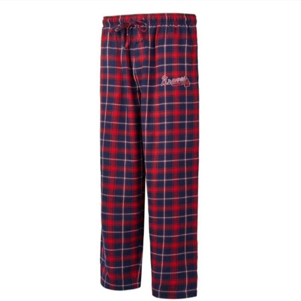 Atlanta Braves Men’s Ledger Navy Red Flannel Pajama Pants Size Large